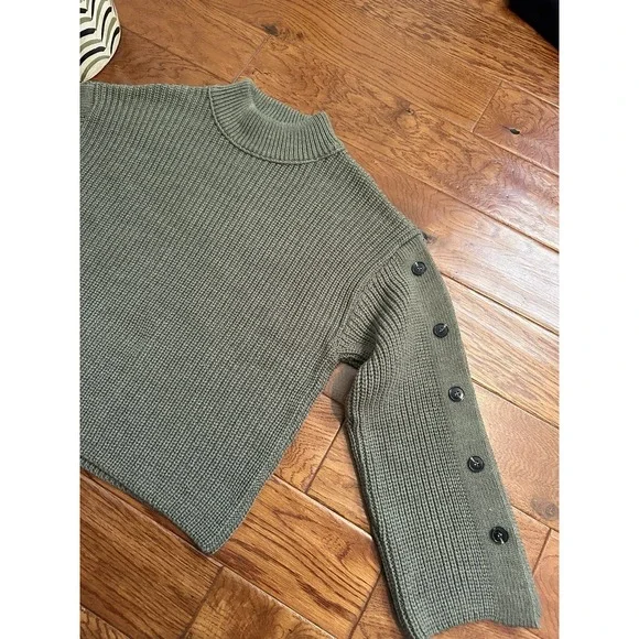 MNG Buttons Detail Knit Sweater Olive Green Khaki SIZE L - Picture 6 of 16